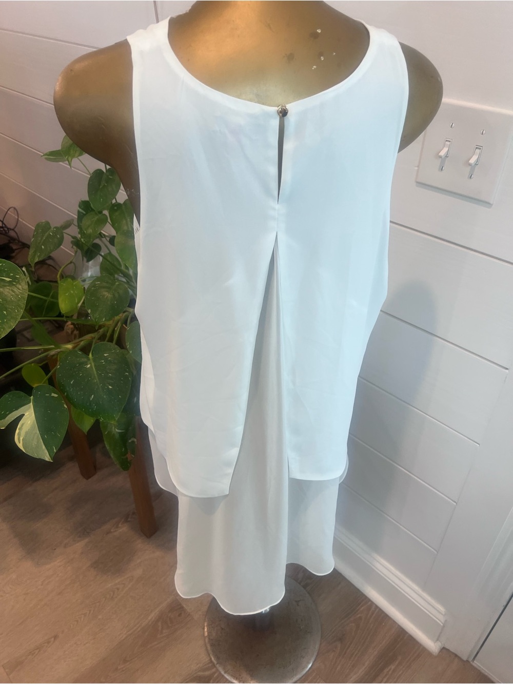 Women’s White Layered Swim Cover-Up Tank
